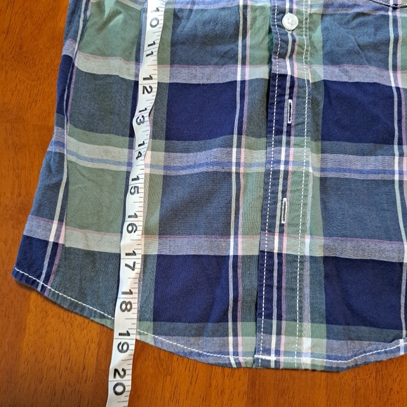 Boys Green/Blue Button-Down Plaid Short Sleeve Size 6 *Same Day Shipping* - Picture 3 of 8